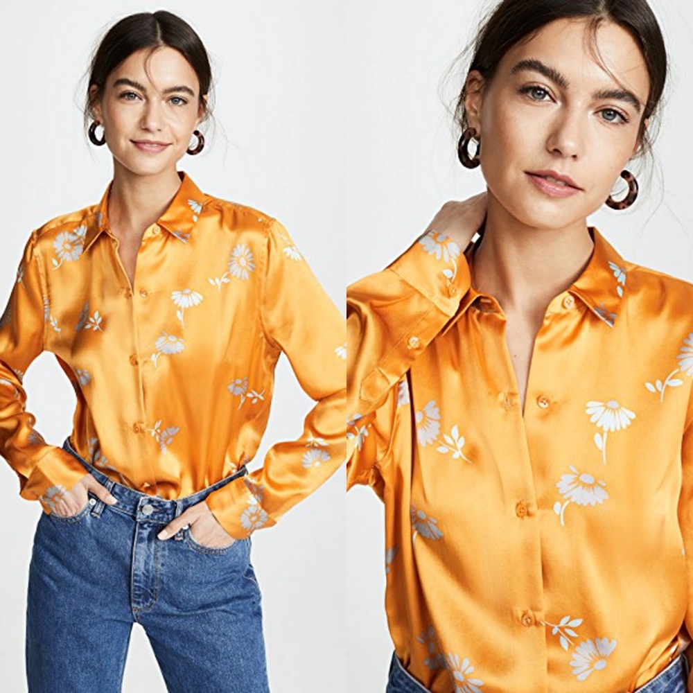 EQUIPMENT Margeurite Orange Multi Essential Silk Shirt